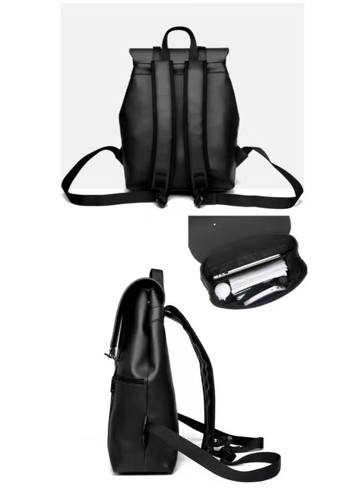 Sleek Black Buckle - Strap Backpack - Image 2